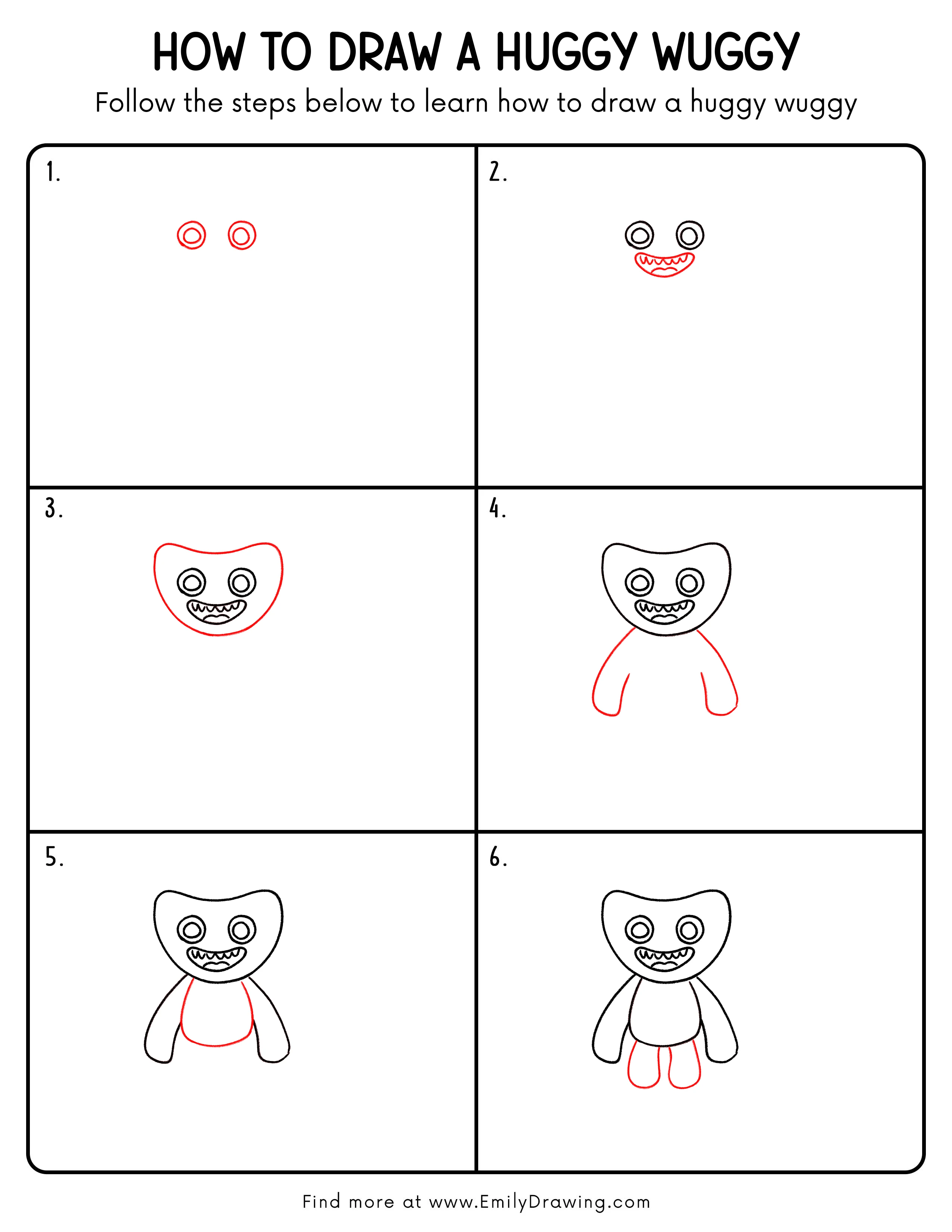 Printable Huggy Wuggy Drawing Guide